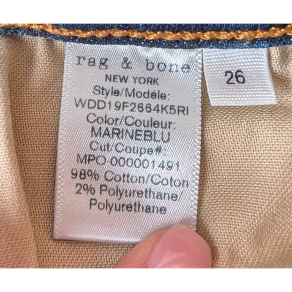 Rag & Bone Nina High Rise Skinny Dark Wash Stretch Jeans Marine Blue Size 26 - Picture 7 of 10